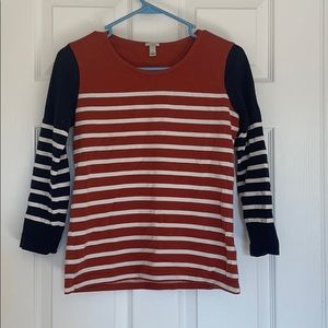 Jcrew stripe cropped sleeve shirt